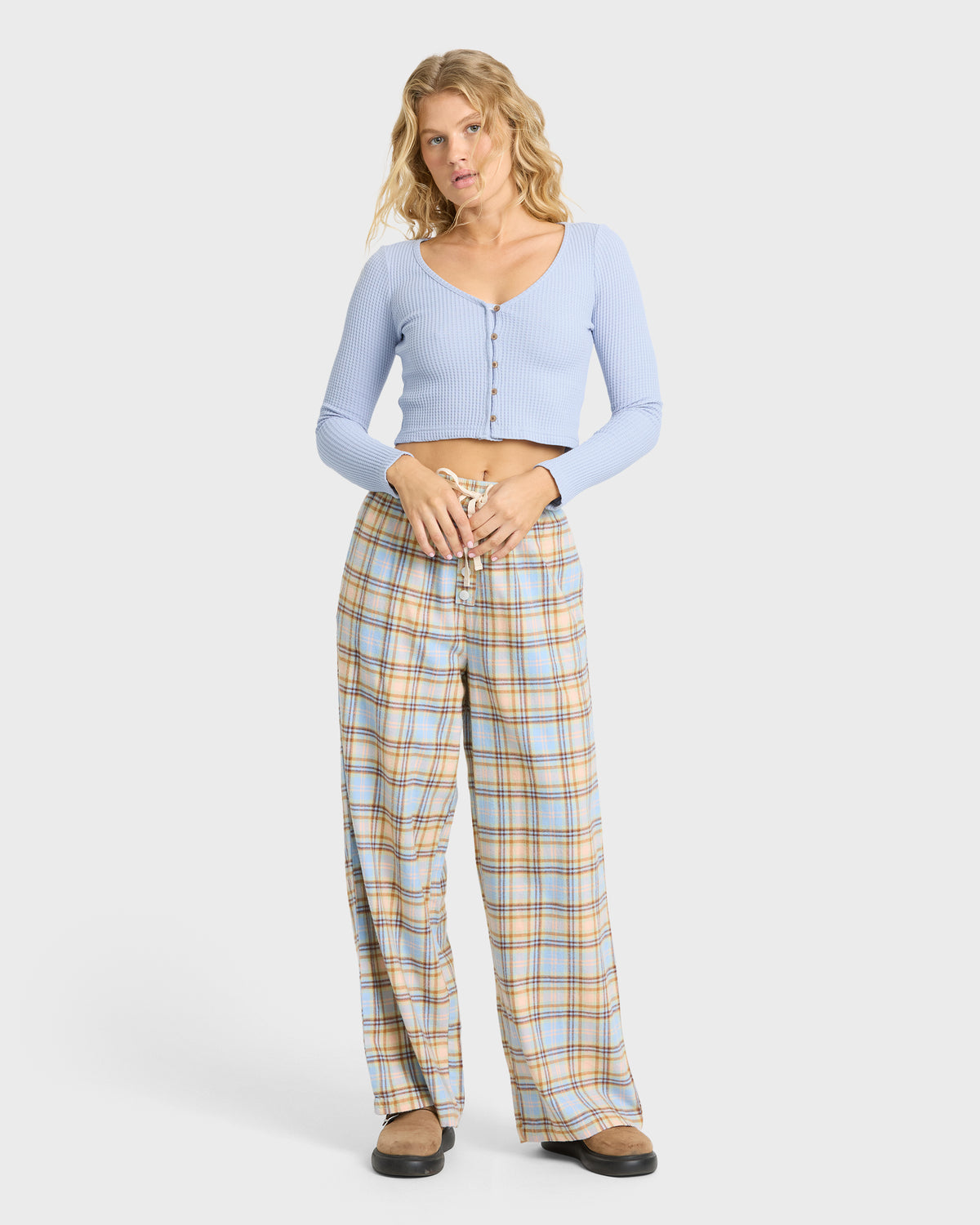 
Paxton Long Sleeve Waffle Knit Shirt - Cornflower