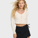 Paxton Long Sleeve Cotton Knit Top - White Cap