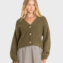 August V-Neck Cardigan Sweater - Canteen