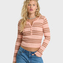 Ziggy V-Neck Sweater - Pale Peach