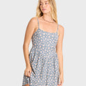 Lil Florals Mini Dress - Blue Smoke