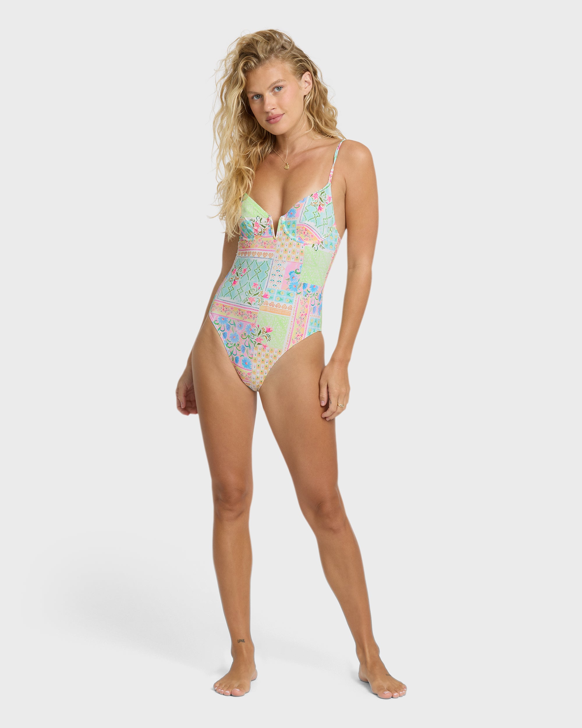 Love Crush V-Wire Swimsuit - White Multi | Billabong