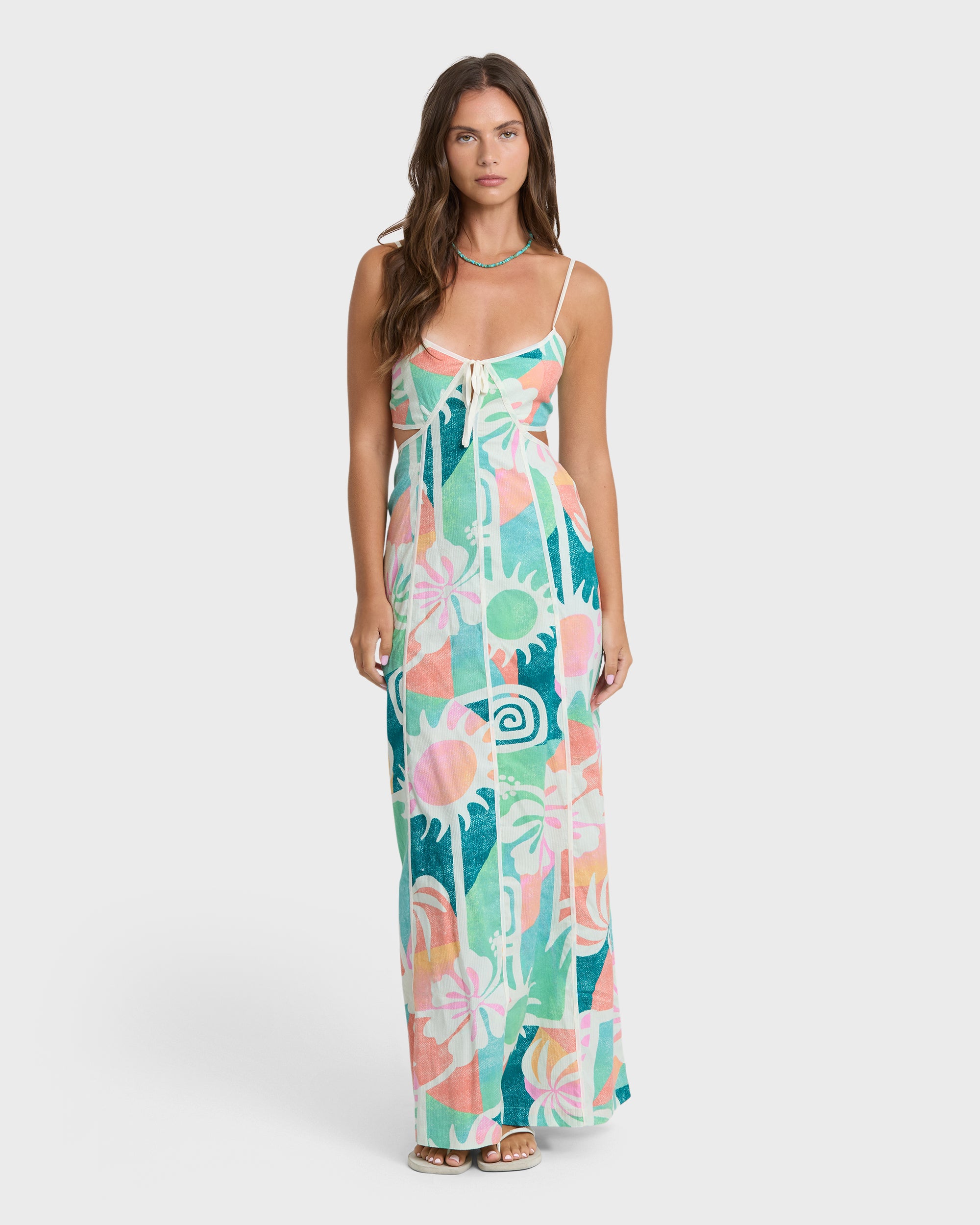 billabong by and by dress Women's Palm Grove Midi Casual dresses A vibrant tropical print and delicate tie details bring a vacation Billabong Sunset Love Dress -