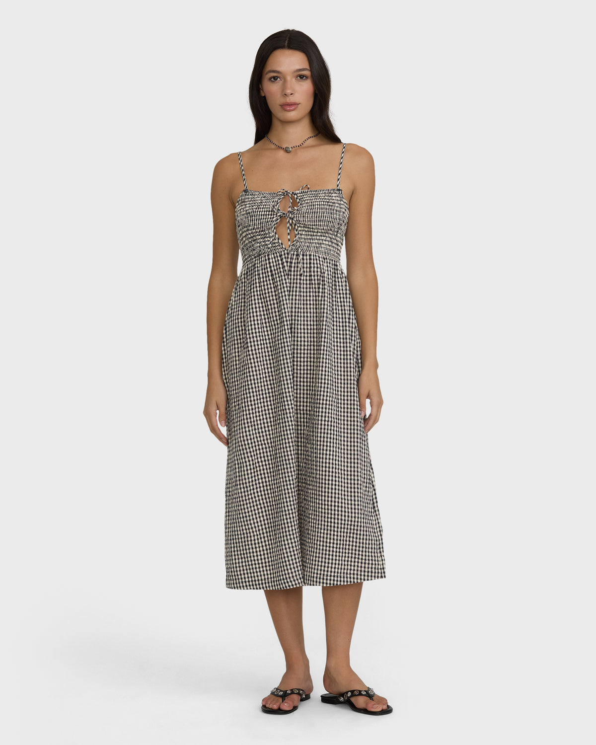 Beach-Check-Midi-Dress-White/Black-1