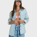 Mix Match Long Sleeve Denim Overshirt - Sky Wash