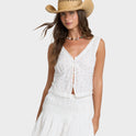 Eyelet Forever Tank Top - Salt Crystal