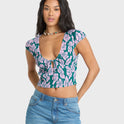 Crush On You Short Sleeve Crepe Shirt - Deep Lagoon