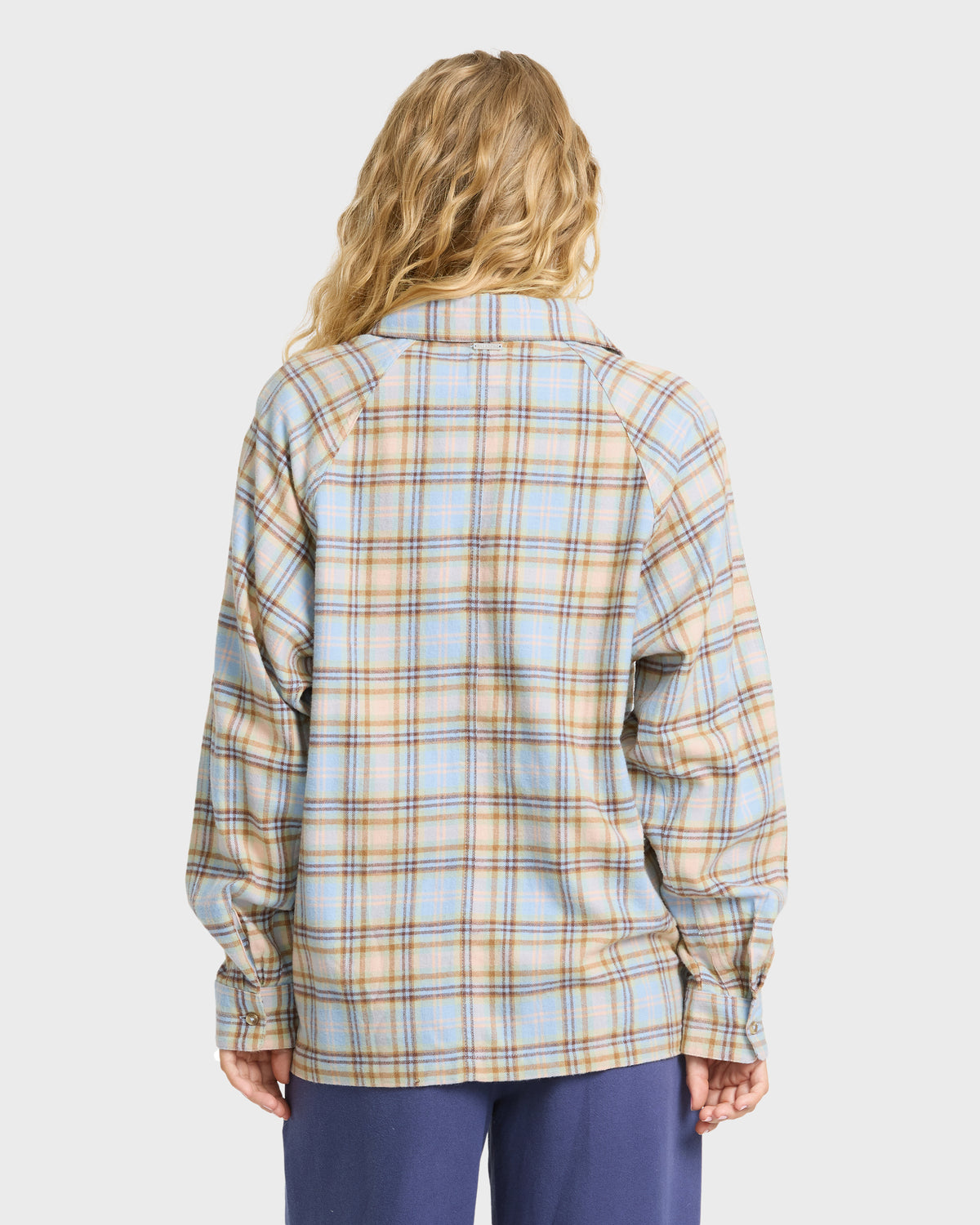 
Coastal Breeze Long Sleeve Flannel Shirt - Cornflower