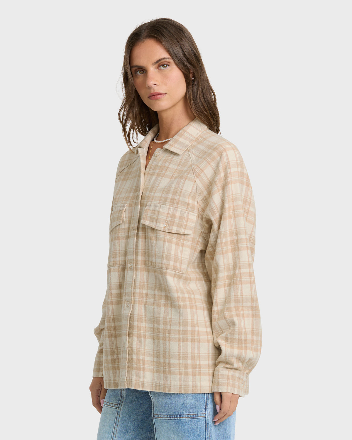 
Coastal Breeze Long Sleeve Flannel Shirt - White Cap