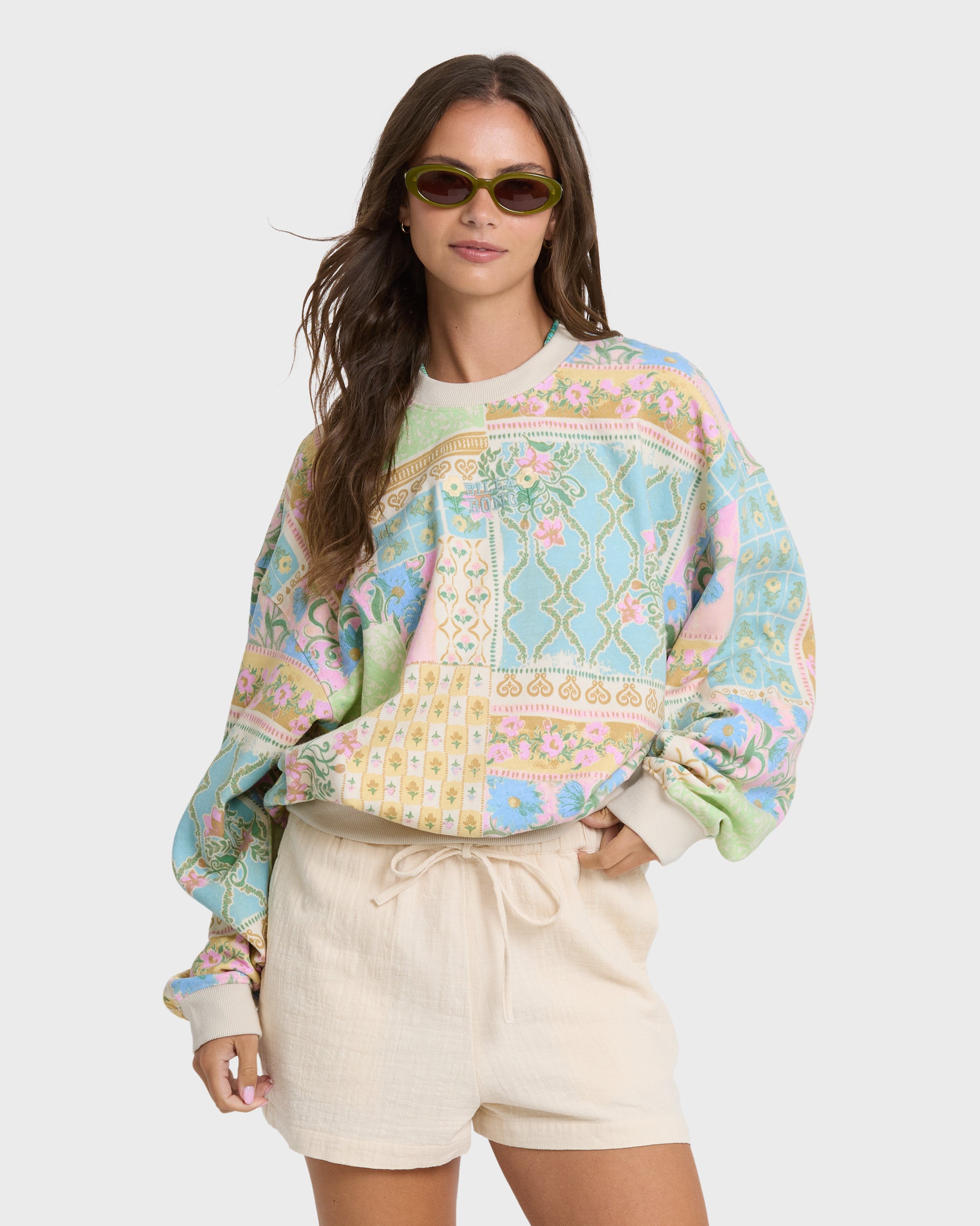 Love Crush Kendal Crewneck Sweatshirt - White Multi | Billabong
