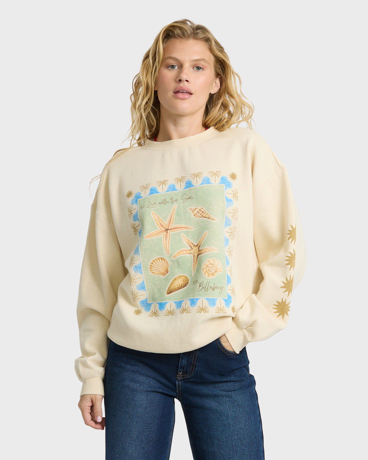 
Ride In Crewneck Sweatshirt - White Multi