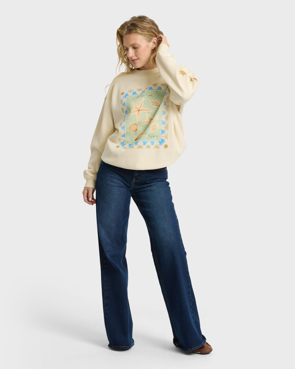 
Ride In Crewneck Sweatshirt - White Multi