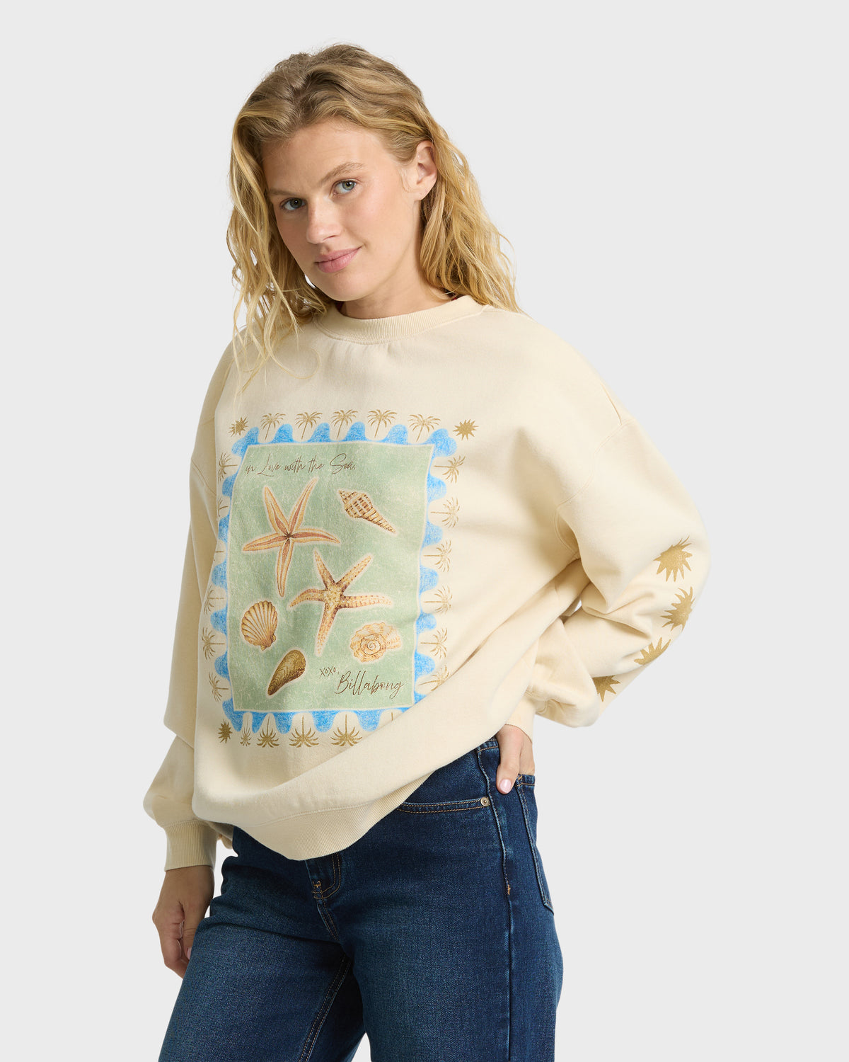 
Ride In Crewneck Sweatshirt - White Multi