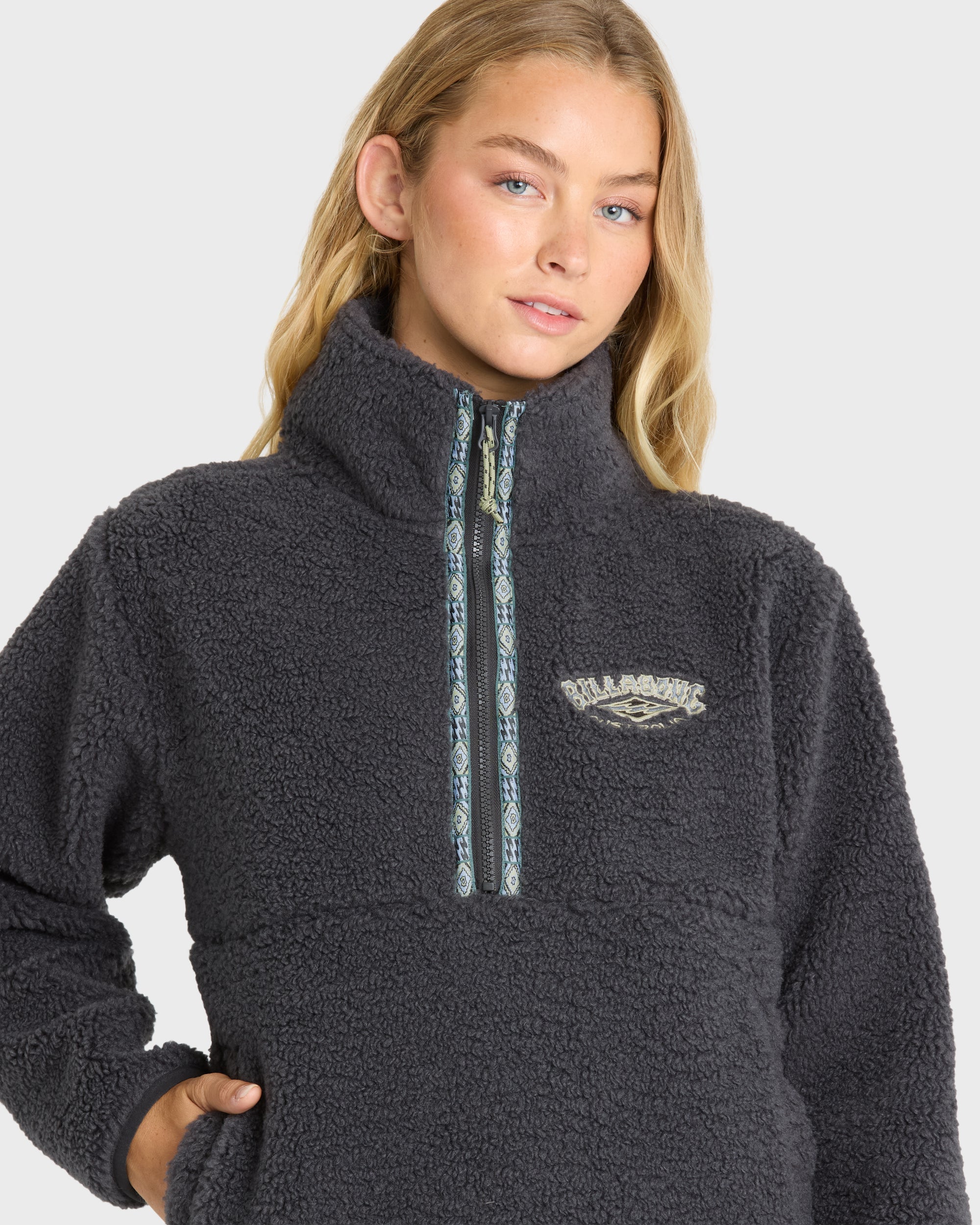 Horizon Sherpa Mock Neck Half Zip Sweatshirt - Black Sands | Billabong
