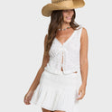 Eyelet Forever Mini Skirt - Salt Crystal