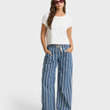Zonte Elastic Waist Saltwashed Denim Pants - Blue Smoke