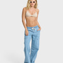 Zonte Elastic Waist Saltwashed Denim Pants - Sea Blue