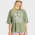 Wave Stamp Short Sleeve Cotton T-Shirt - Army Green