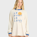 Le Love Surf Ringer Long Sleeve Cotton T-Shirt - White Cap