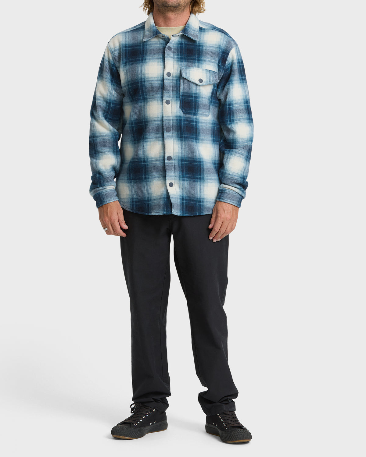 
Furnace Flannel Long Sleeve Fleece Shirt - True Navy