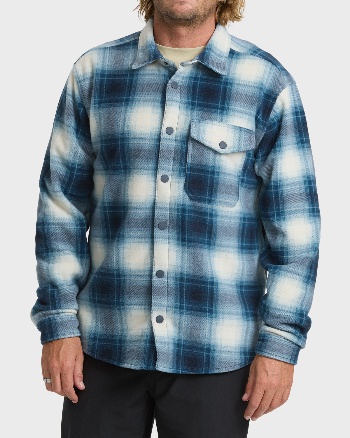 
Furnace Flannel Long Sleeve Fleece Shirt - True Navy