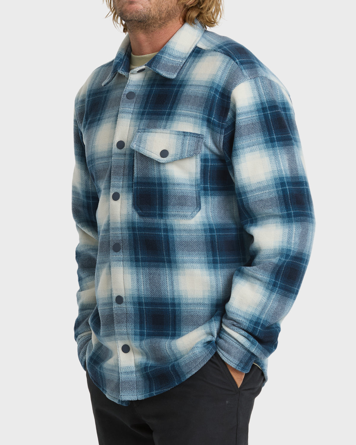 
Furnace Flannel Long Sleeve Fleece Shirt - True Navy