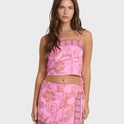 Sun Faded Yarn-Dyed Wrap Mini Skirt - Party Pink