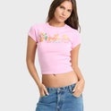 Wonderful Garden Short Sleeve Knit T-Shirt - Prism Pink