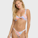 Daisy Chain Scrunch Bandeau Bikini Top - Pale Peach