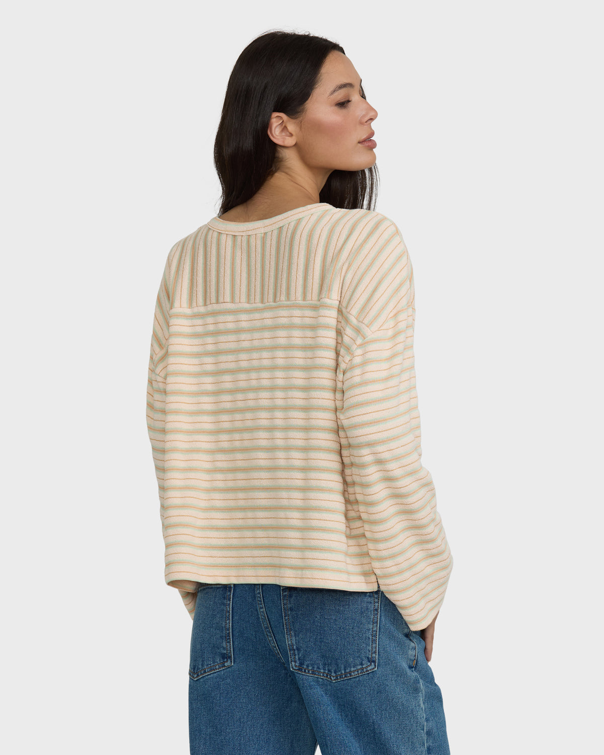 
Surf Girl Throw On Long Sleeve Knit Top - White Cap