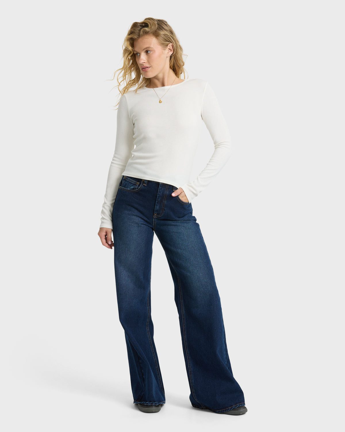 
All I Need Long Sleeve Knit Top - White Cap