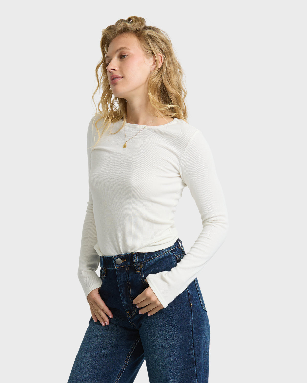 
All I Need Long Sleeve Knit Top - White Cap
