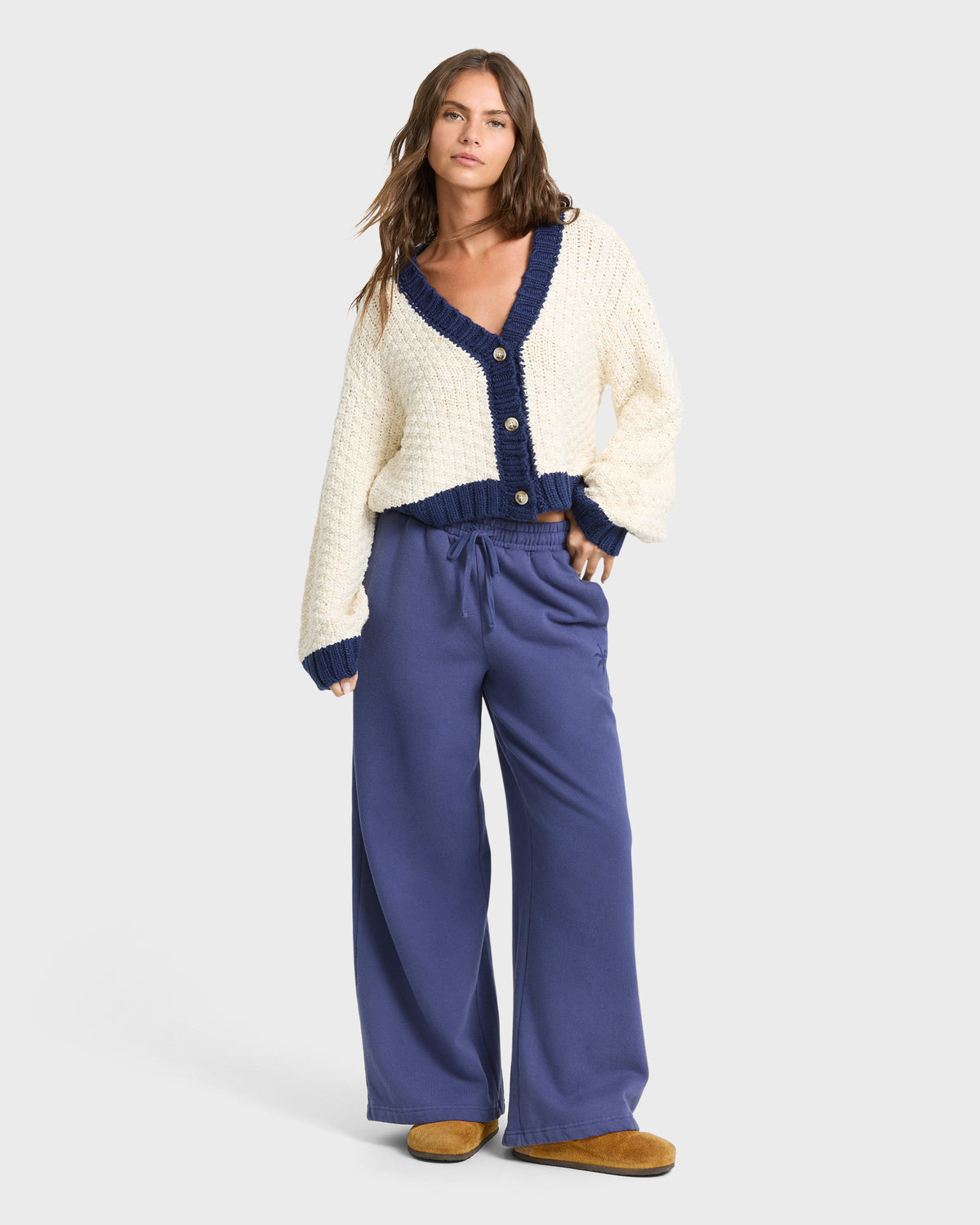
Moxie Crewneck Cardigan Sweater - Classic Navy