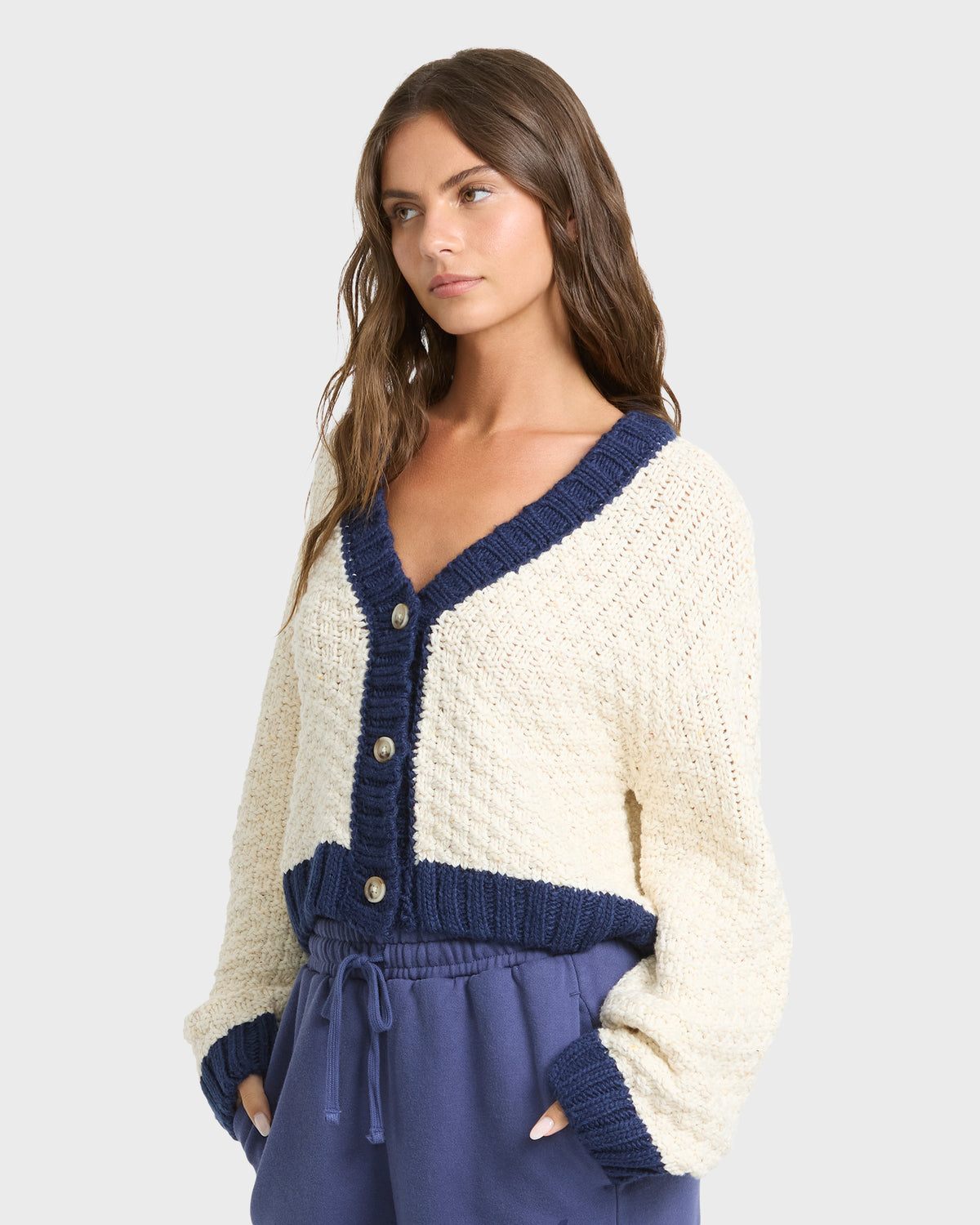 
Moxie Crewneck Cardigan Sweater - Classic Navy