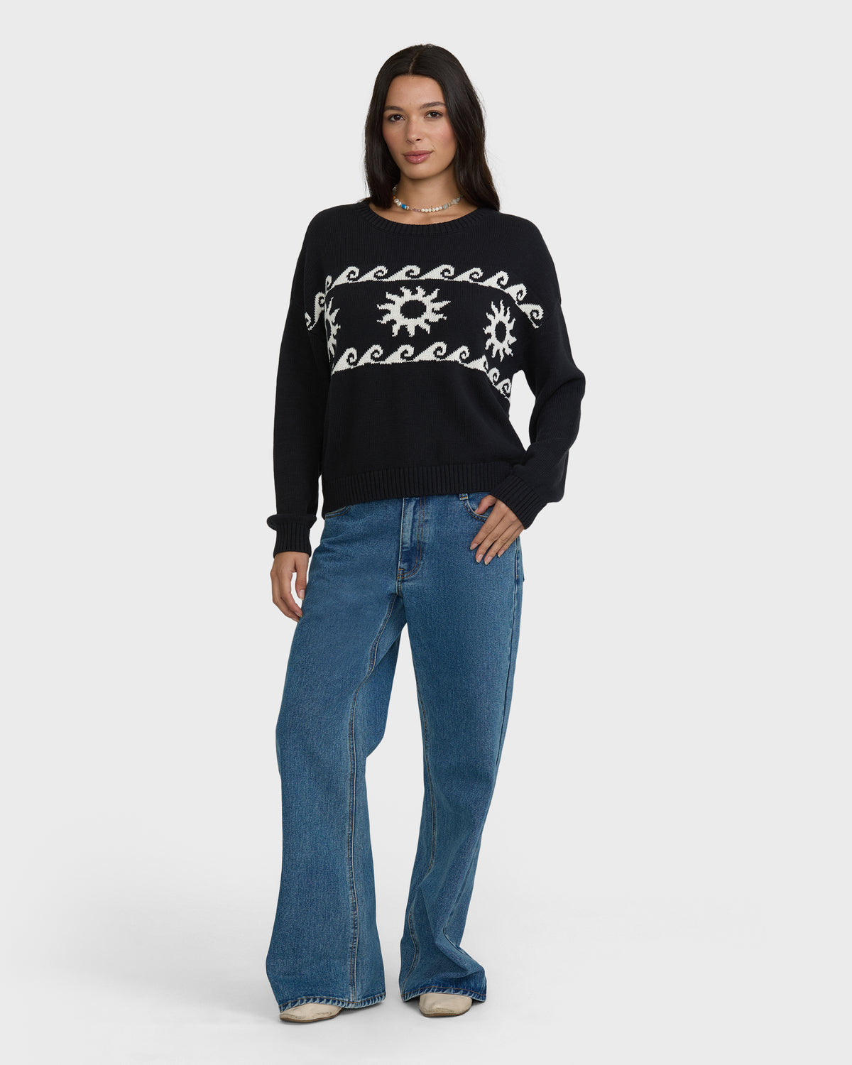 
Palms For Life Crewneck Sweater - Black Sands