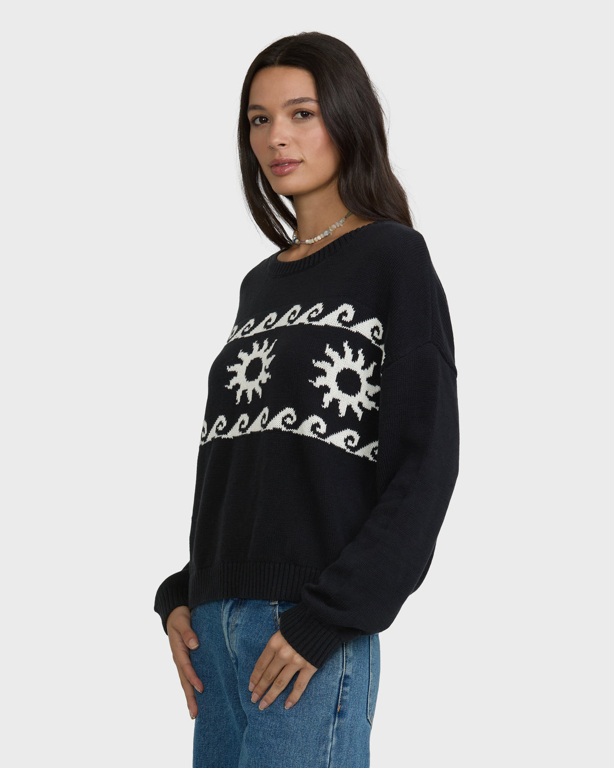 
Palms For Life Crewneck Sweater - Black Sands