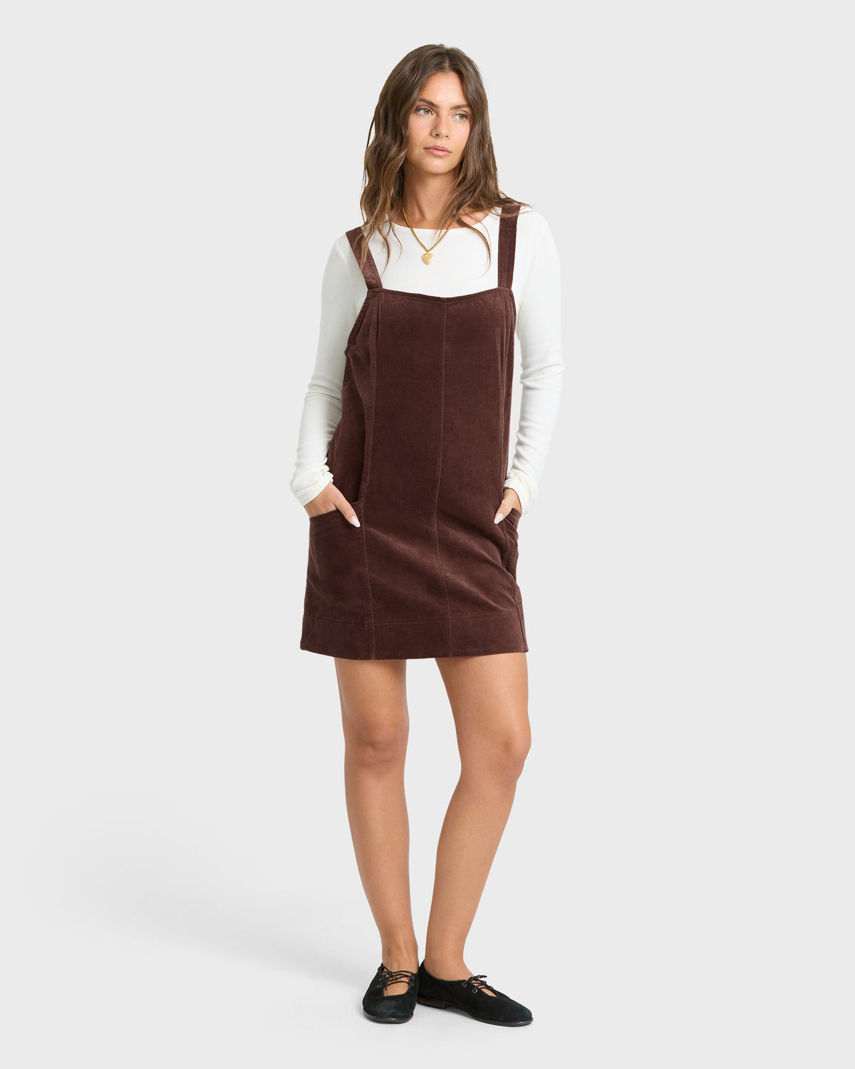
Tides Uncut Cord Mini Dress - Teak