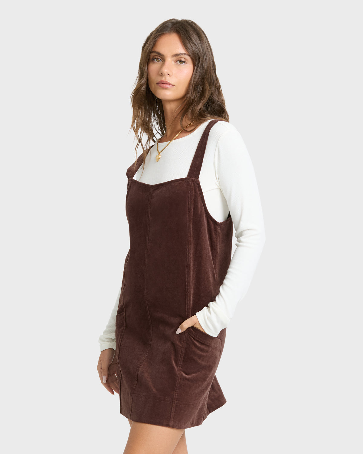
Tides Uncut Cord Mini Dress - Teak