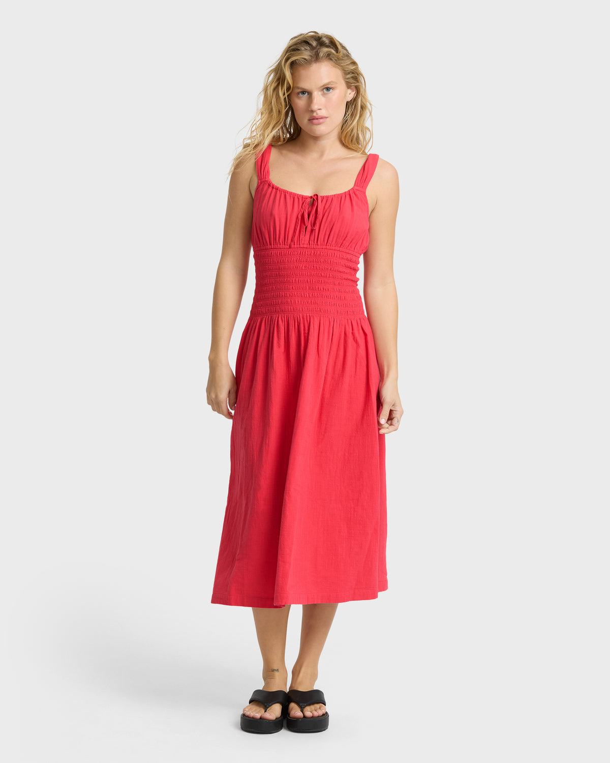 
Aloha Waves Midi Dress - Rouge Red