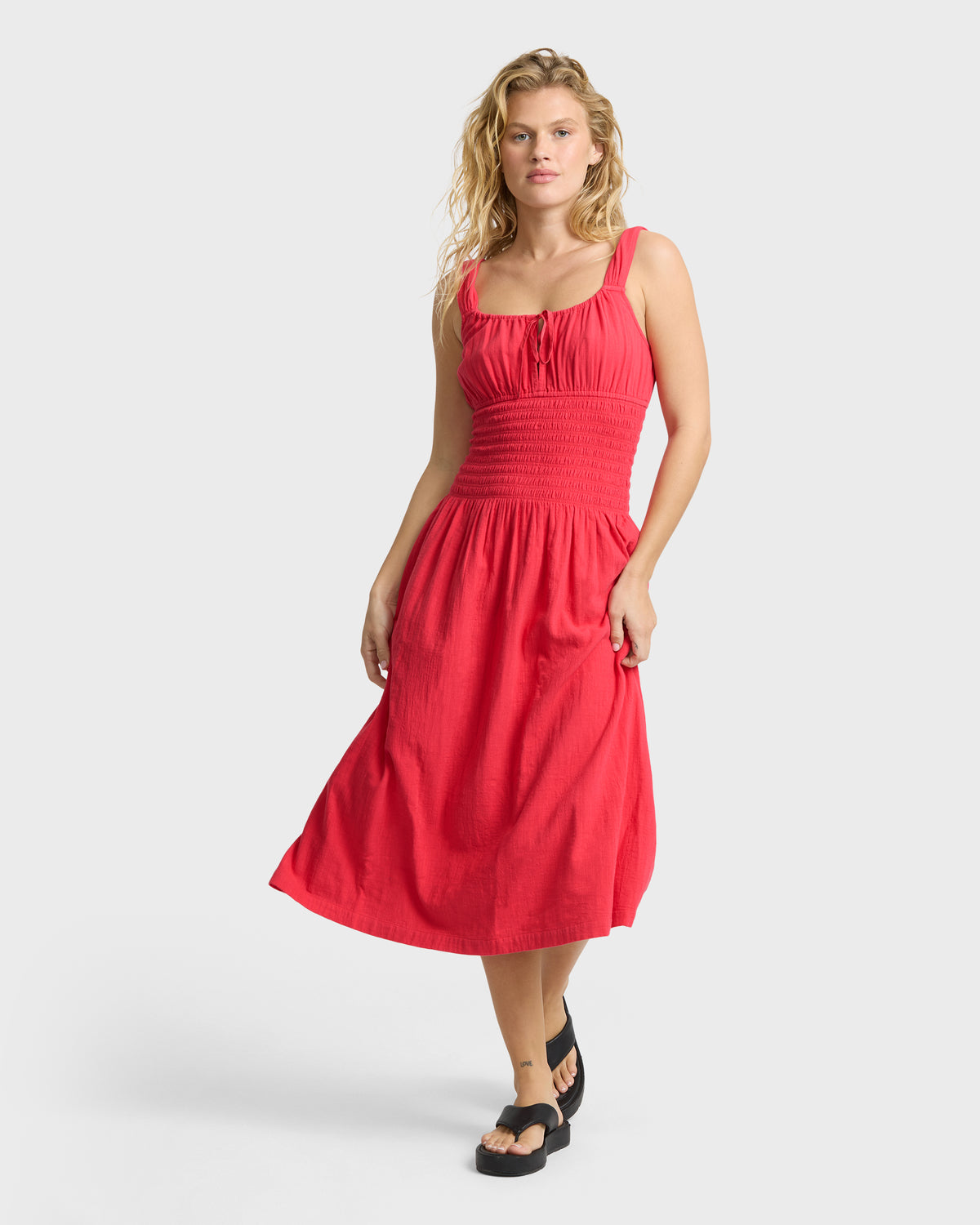 
Aloha Waves Midi Dress - Rouge Red