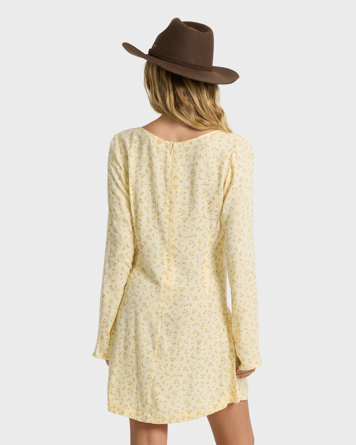 
Fall For You Long Sleeve Mini Dress - Light Yellow