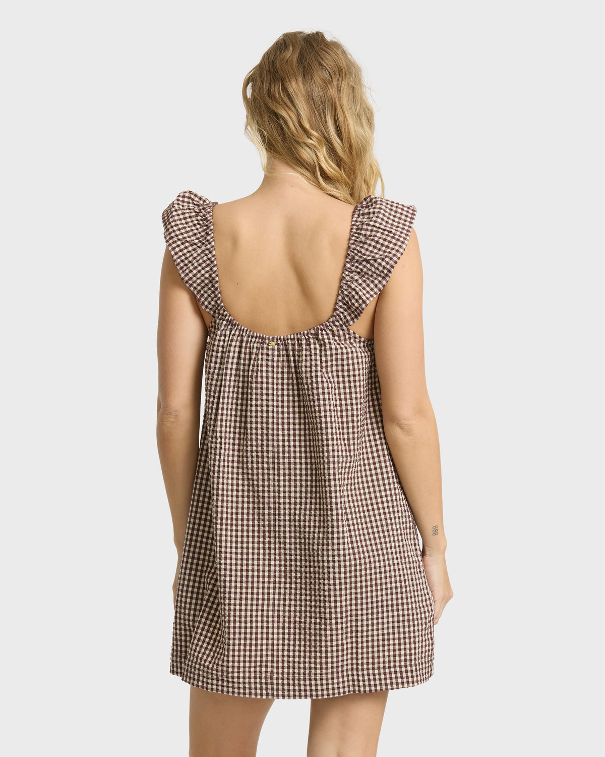 
Dainty Check Mini Dress - Teak