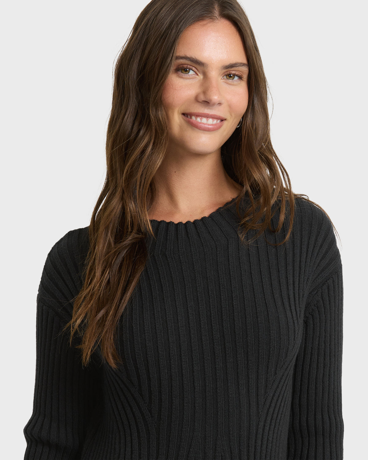 
Ivy Mock Neck Long Sleeve Sweater Mini Dress - Black Sands