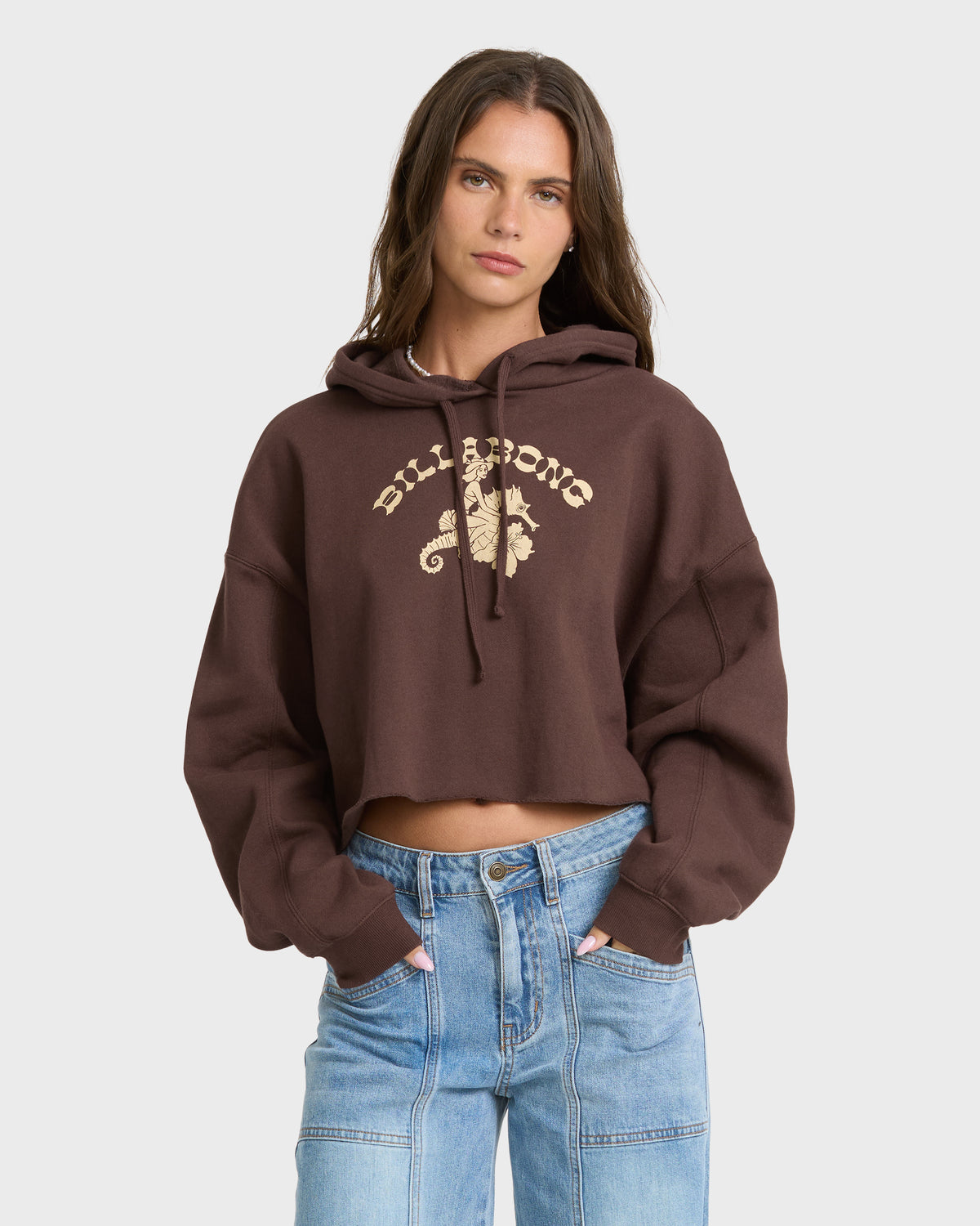 
Giddy Up Crop Pullover Hoodie - Teak
