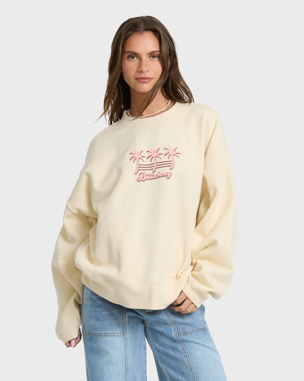 
Bikini Mode Palm Crewneck Sweatshirt - White Cap
