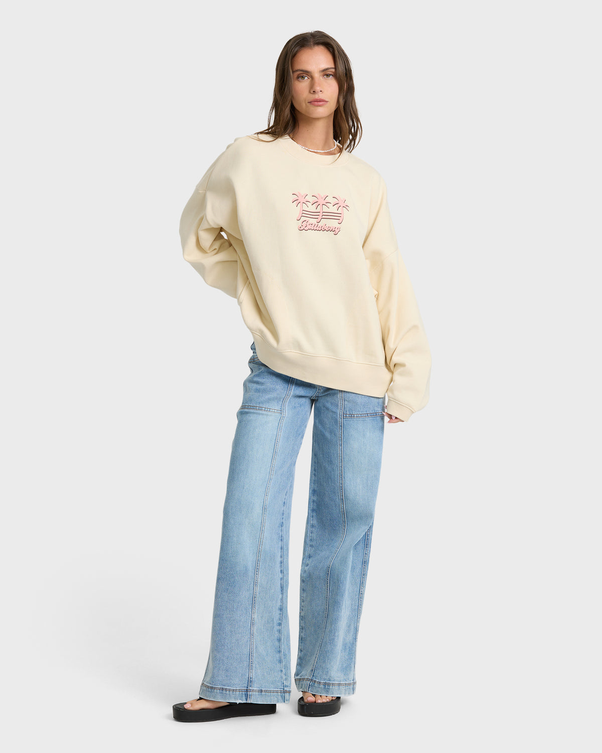 
Bikini Mode Palm Crewneck Sweatshirt - White Cap