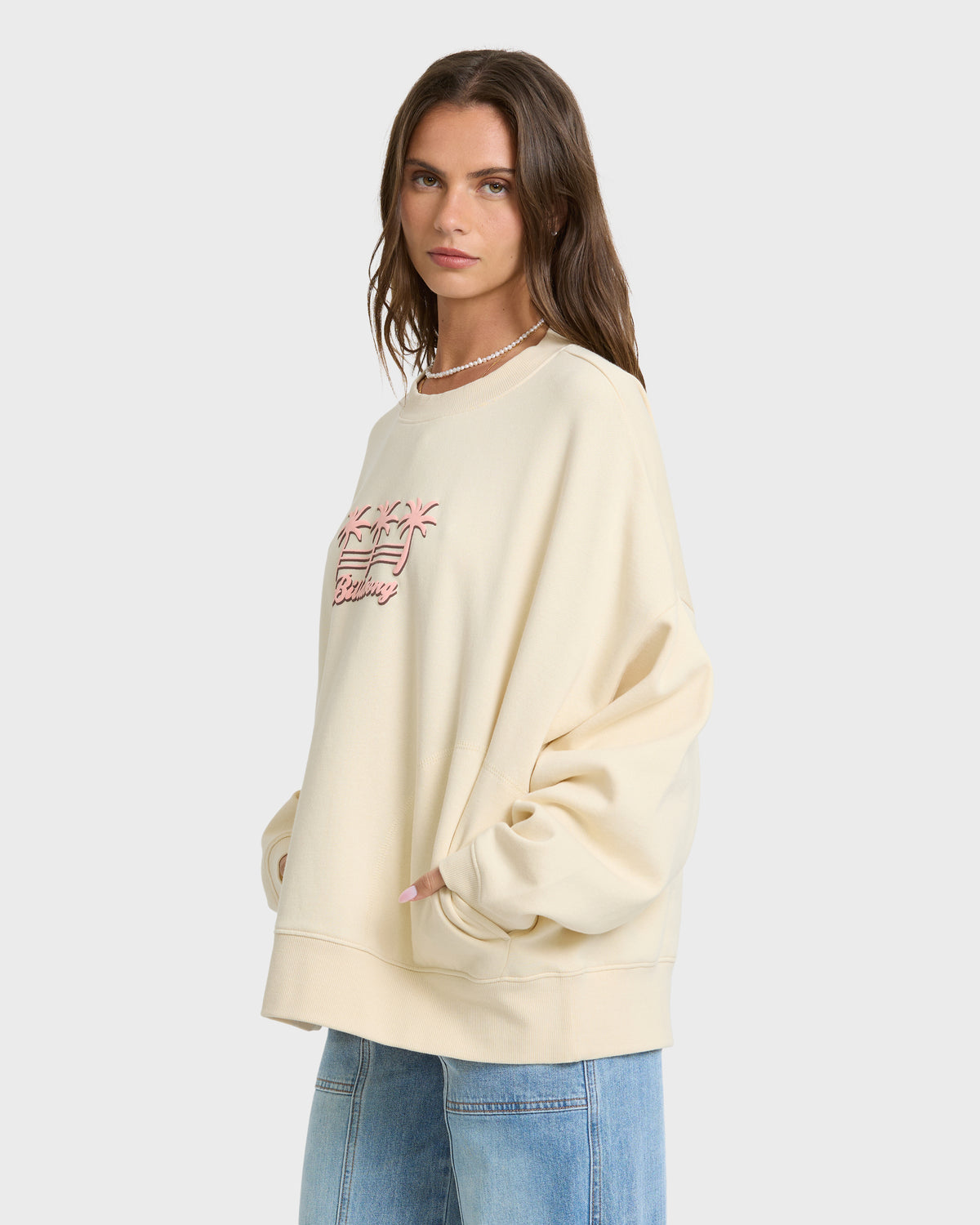 
Bikini Mode Palm Crewneck Sweatshirt - White Cap