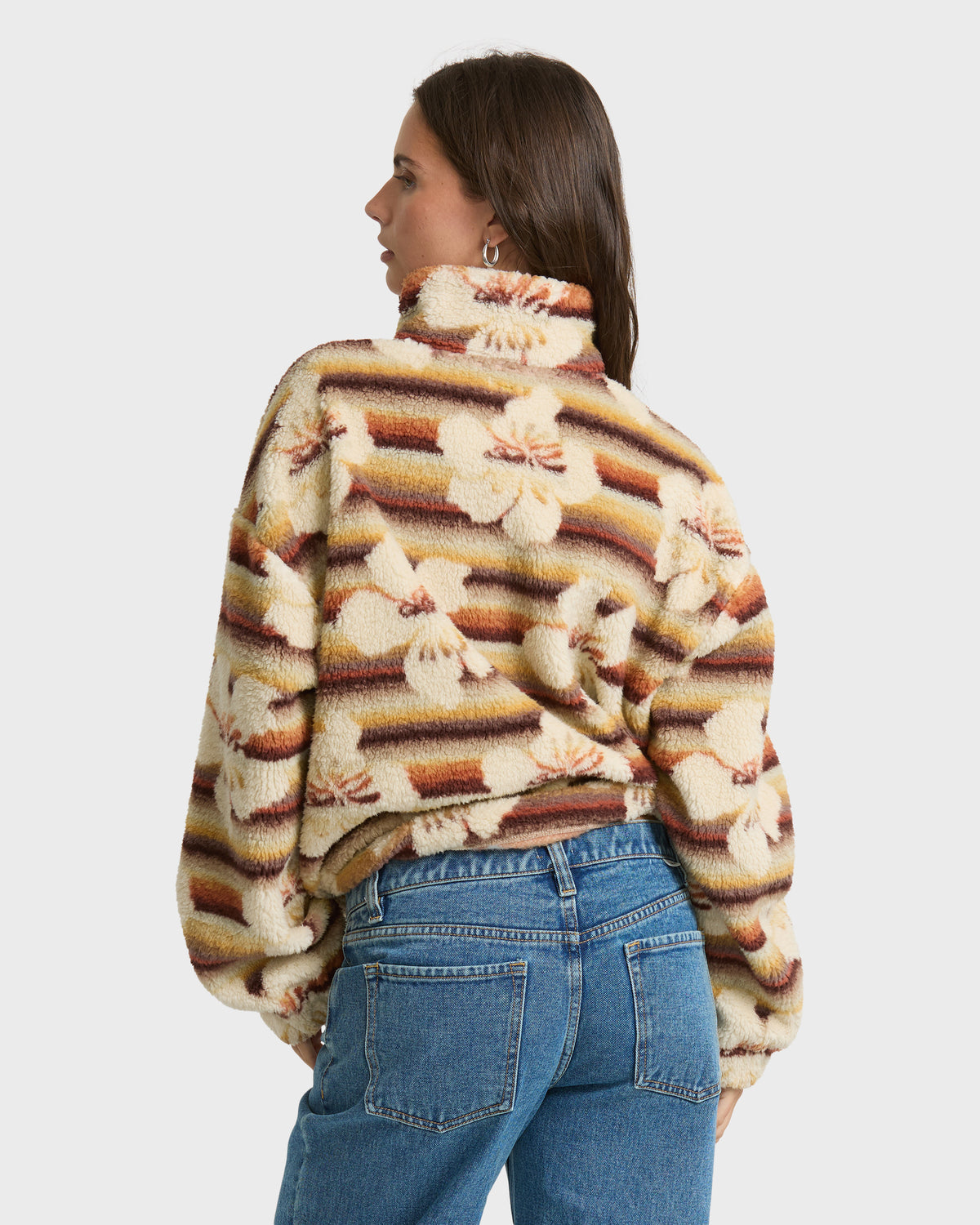 
All The Time Sherpa Quarter Zip Fleece - Brown Multi