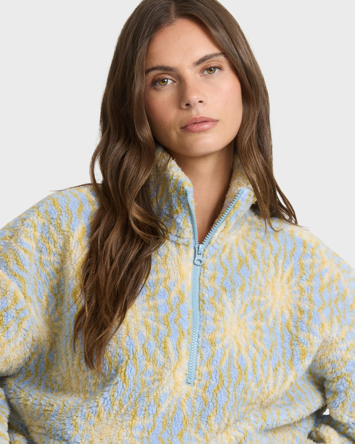 
All The Time Sherpa Quarter Zip Fleece - Cornflower
