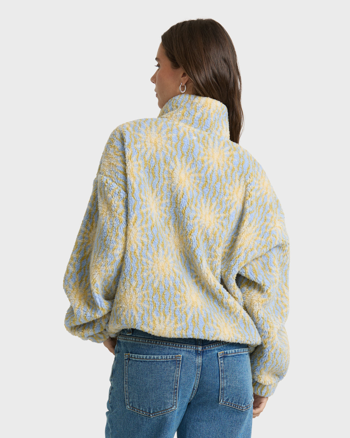 
All The Time Sherpa Quarter Zip Fleece - Cornflower